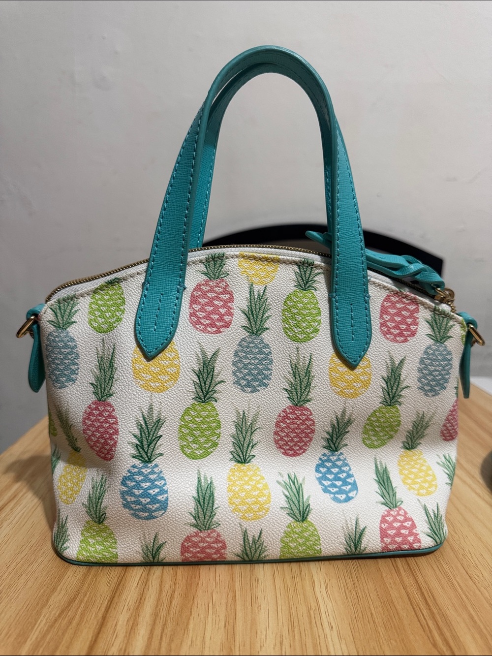 Dooney & Bourke Turquoise Pineapple Print Mini Satchel - Picture 4 of 10